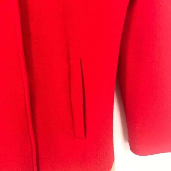 Mercer & Madison Womens Coat Red Beige Color Block Snap Pockets 100% Wool Sz M - Picture 5 of 9